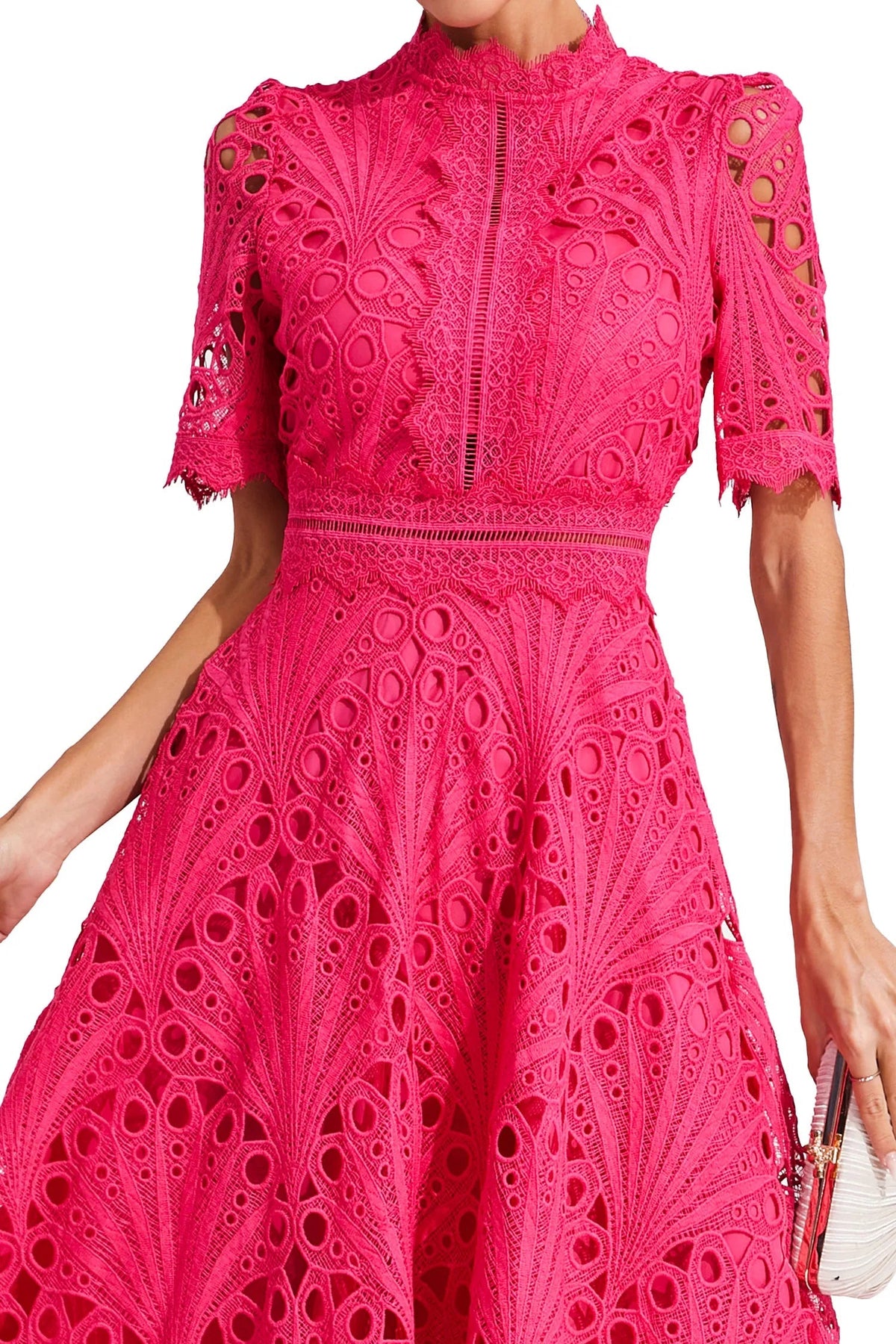 Lace Fitted Flared Midi Dress for Women