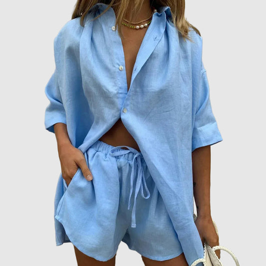 Linen Co-ord Set Shirt and Shorts for women