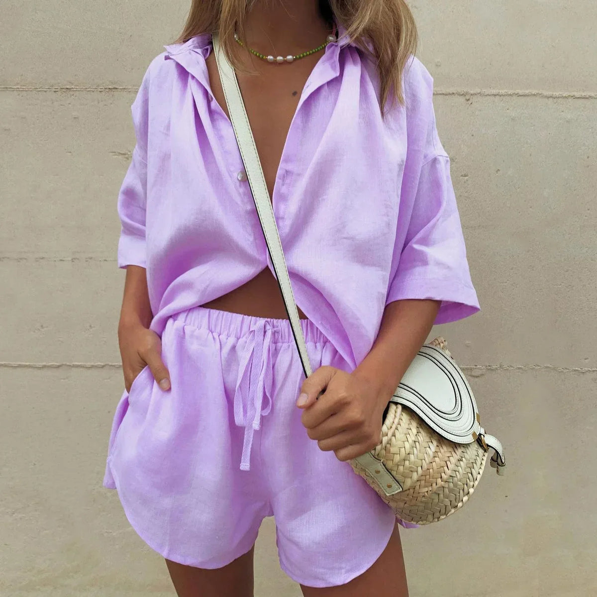 Linen Co-ord Set Shirt and Shorts for women