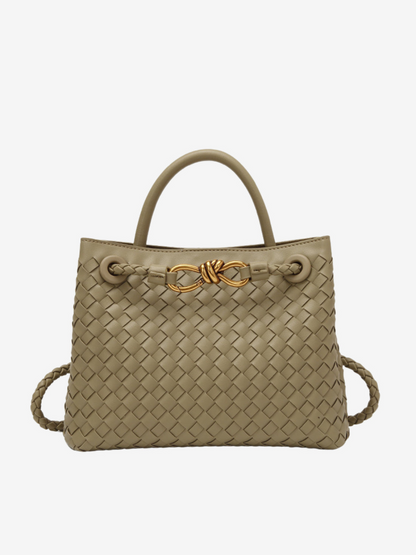 Woven Handbag with Hand-Braided Detail for Women