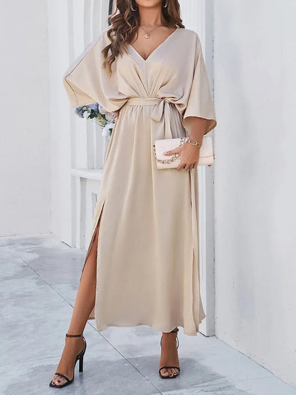 V-Neck Midi Dress for Women
