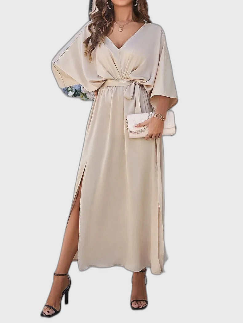V-Neck Midi Dress for Women