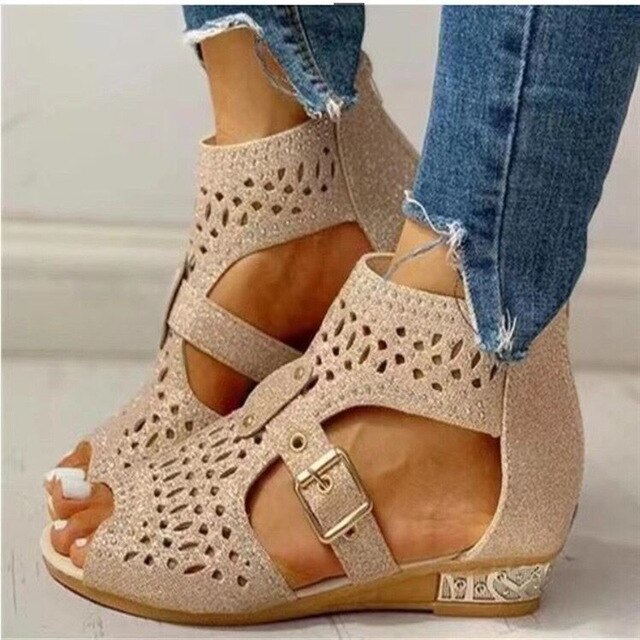 Low Heel Strappy Sandals in Earth Tones, Beige, Black and Brown for women
