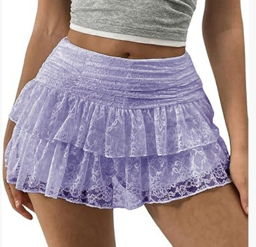 Lace Midi Skirt Floral Detail Summer Skirt for Women