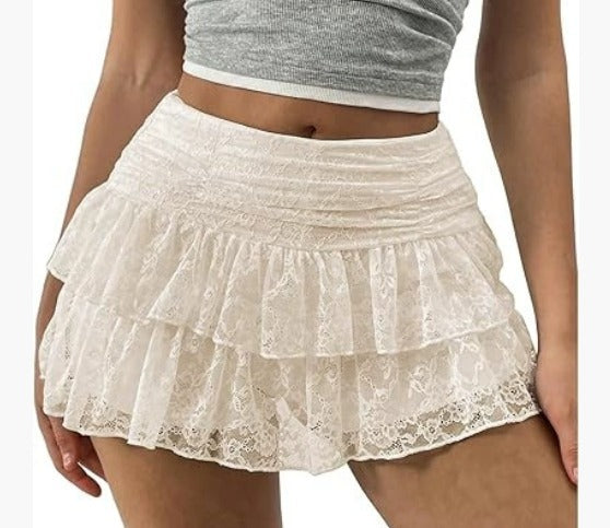 Lace Midi Skirt Floral Detail Summer Skirt for Women