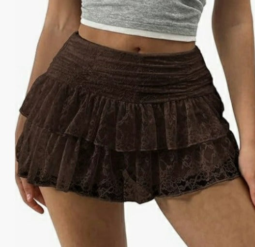 Lace Midi Skirt Floral Detail Summer Skirt for Women