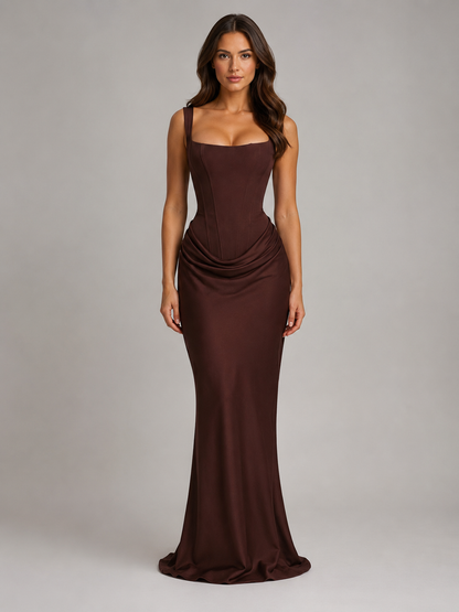 Corset Maxi Dress with Draped Waist