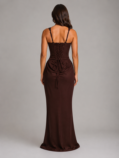 Corset Maxi Dress with Draped Waist