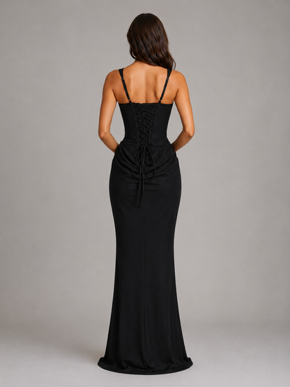 Corset Maxi Dress with Draped Waist