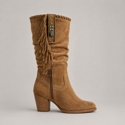 Mid-Calf Cowboy Boots with Fringe