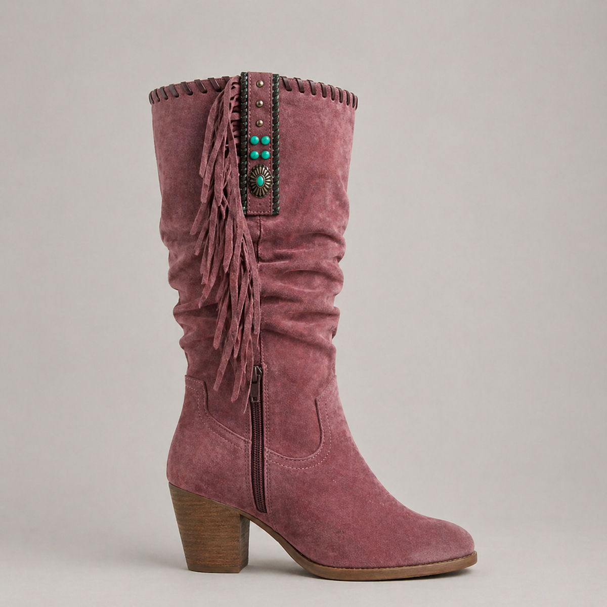 Mid-Calf Cowboy Boots with Fringe