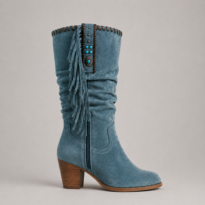 Mid-Calf Cowboy Boots with Fringe