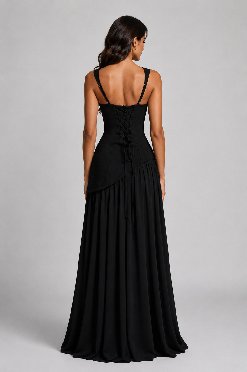 Satin Maxi Dress with Draped Silhouette