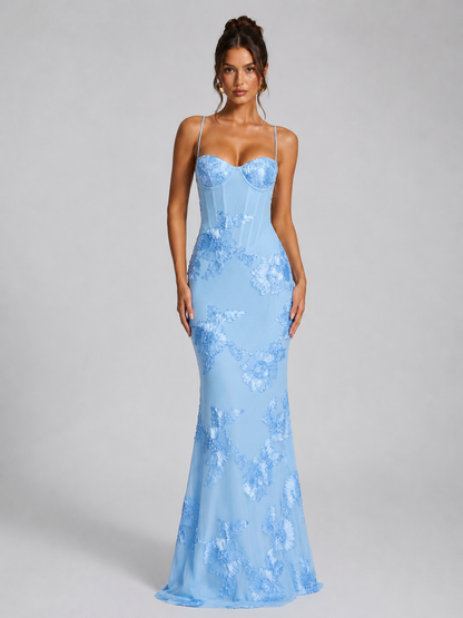Floral Maxi Dress with Corset Bodice