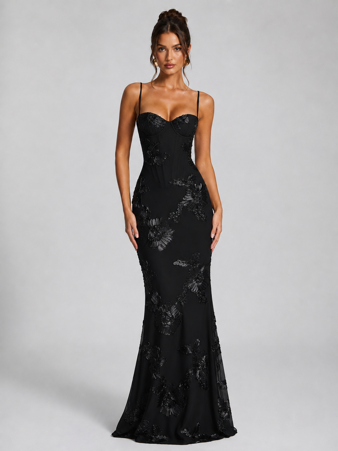 Floral Maxi Dress with Corset Bodice