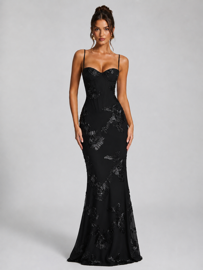 Floral Maxi Dress with Corset Bodice