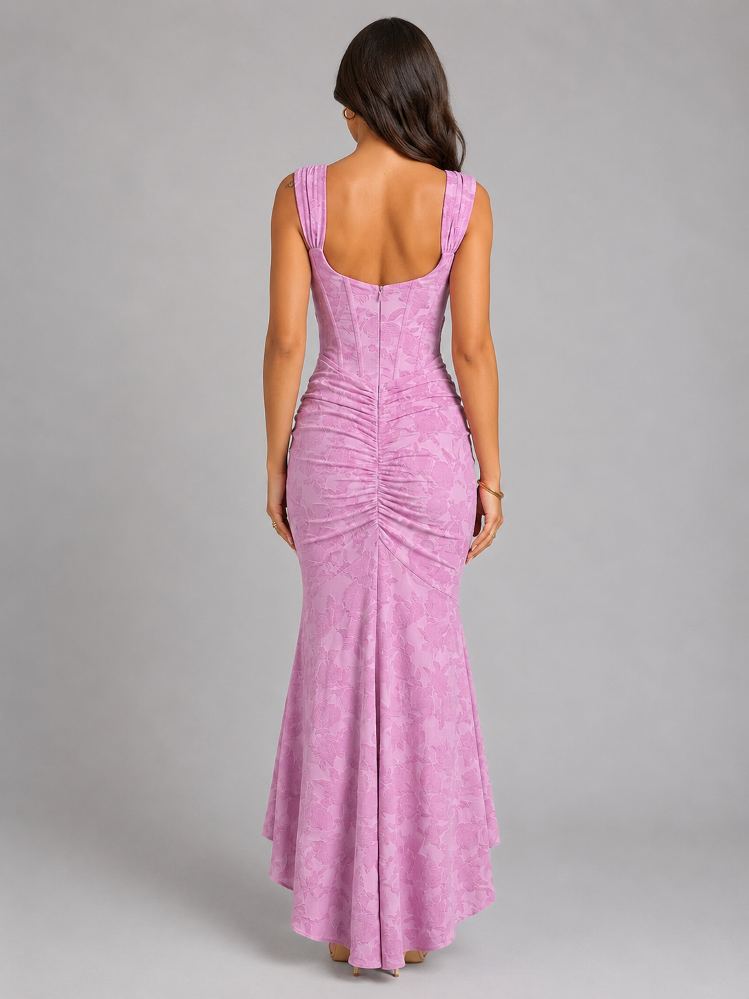 Floral Maxi Dress with Sculpted Corset Bodice
