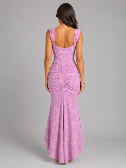 Floral Maxi Dress with Sculpted Corset Bodice