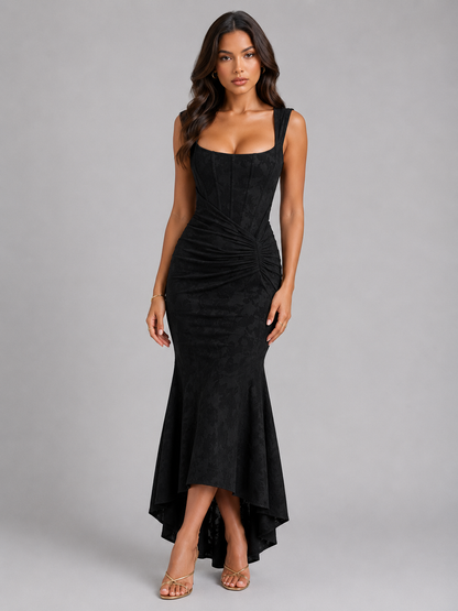 Floral Maxi Dress with Sculpted Corset Bodice