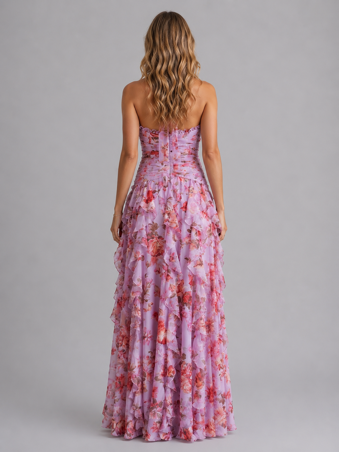 Halter Maxi Dress with Floral Print