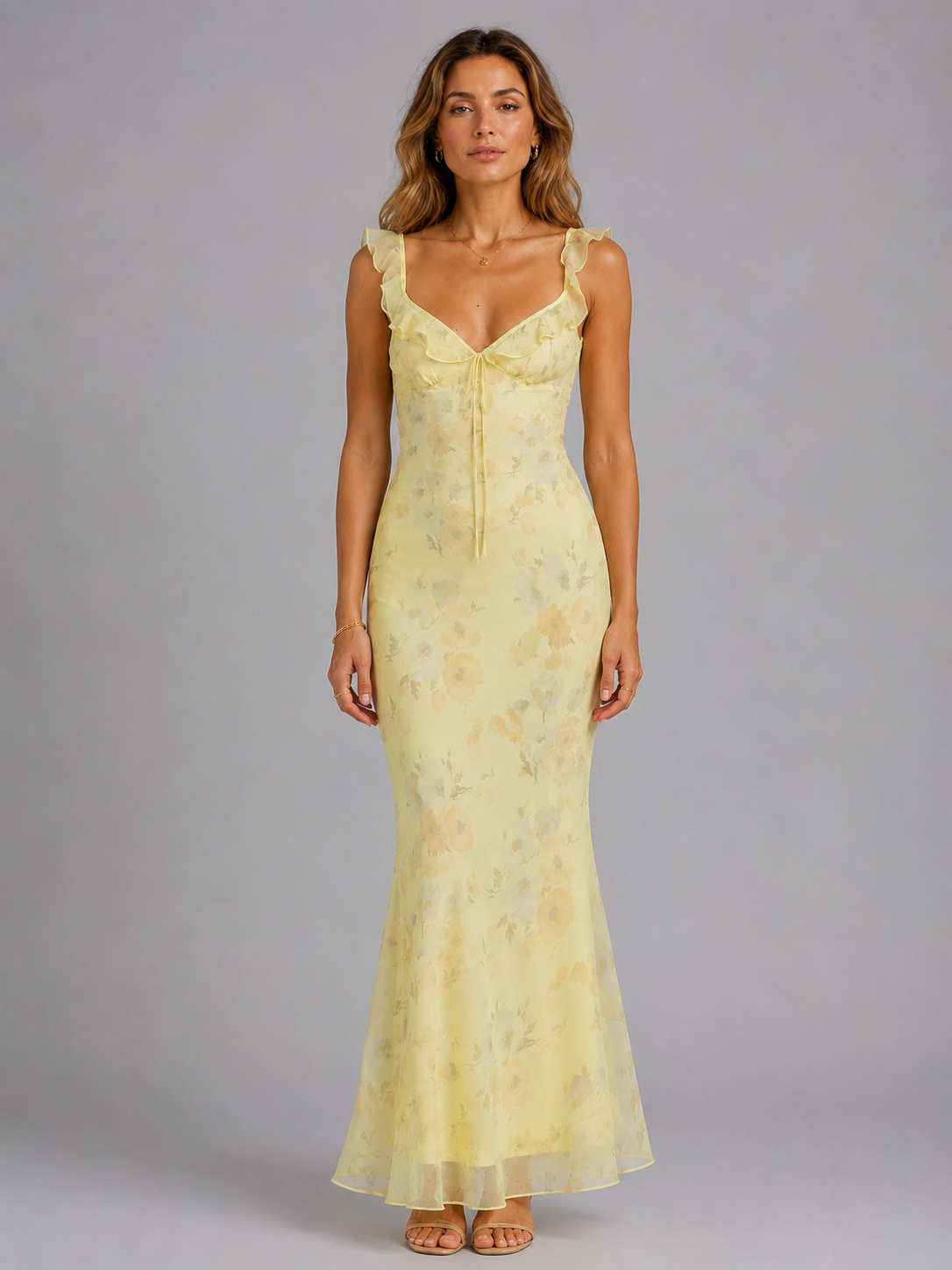 Floral Maxi Dress with Ruffle Straps