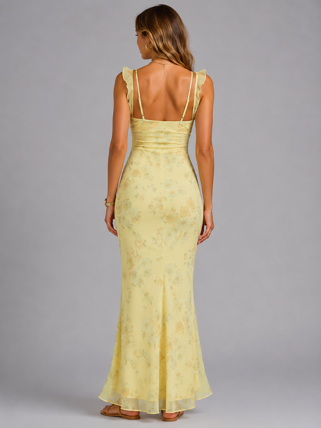 Floral Maxi Dress with Ruffle Straps