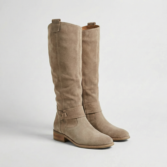 Knee-High Slouch Boots with Suede Look