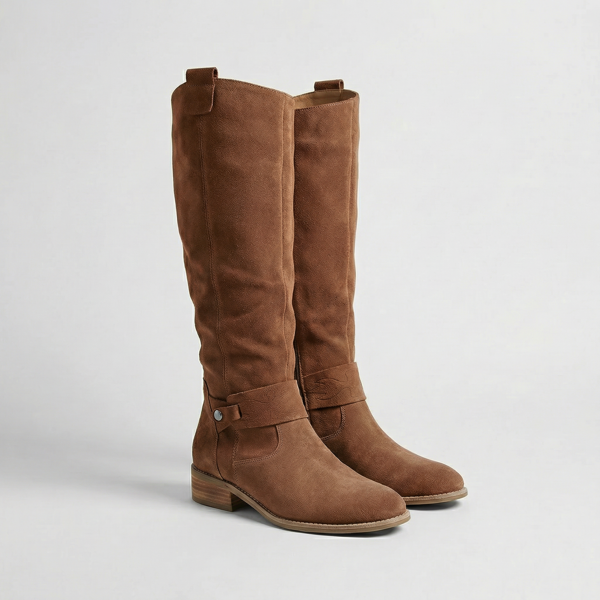 Knee-High Slouch Boots with Suede Look