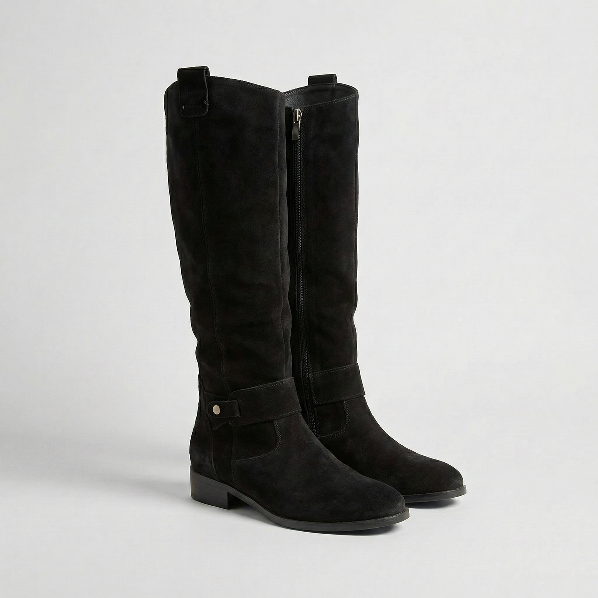 Knee-High Slouch Boots with Suede Look