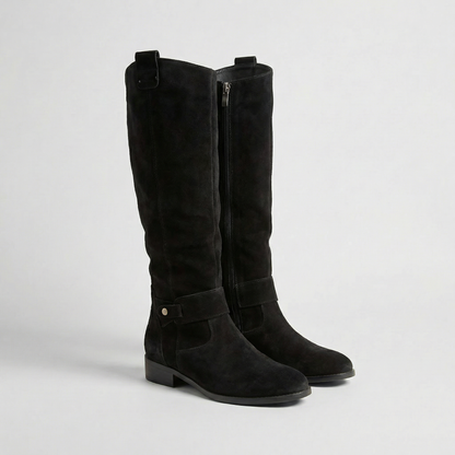Knee-High Slouch Boots with Suede Look