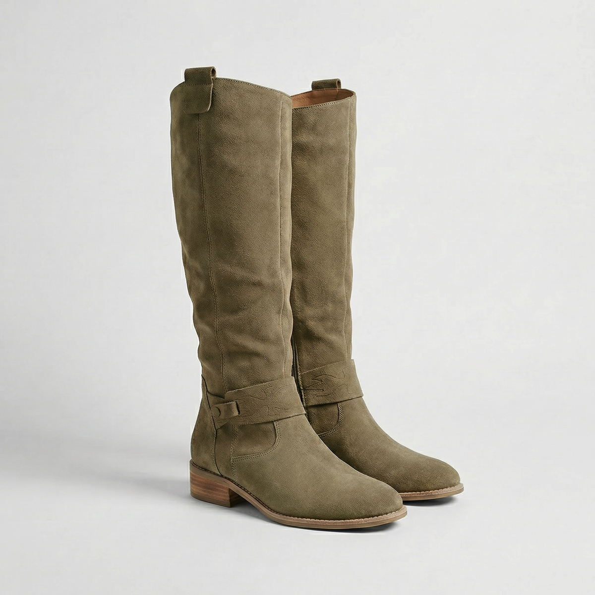 Knee-High Slouch Boots with Suede Look
