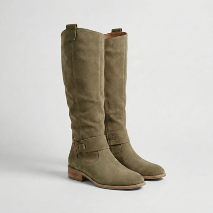 Knee-High Slouch Boots with Suede Look