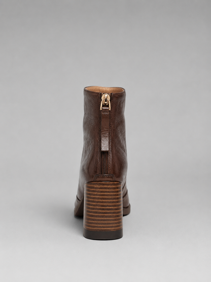 Ankle Boots with Leather-Look Block Heel