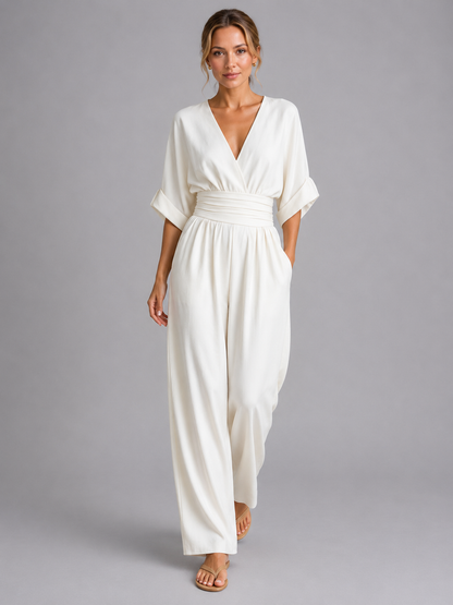 Wide Leg Jumpsuit with Cinched Waist for Women