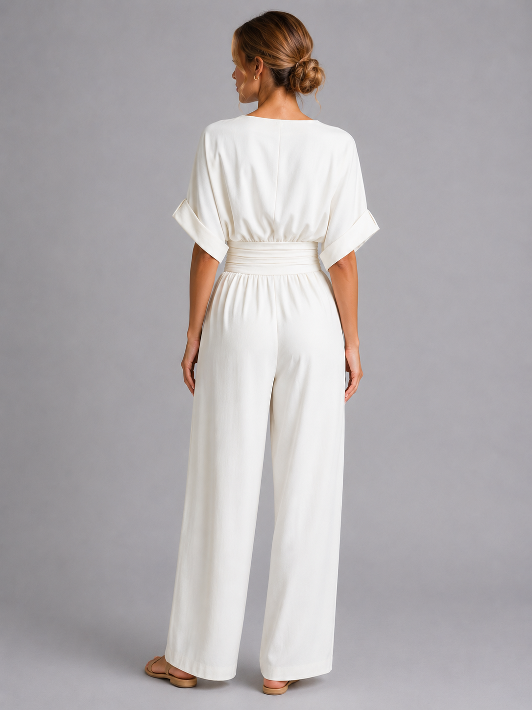Wide Leg Jumpsuit with Cinched Waist for Women