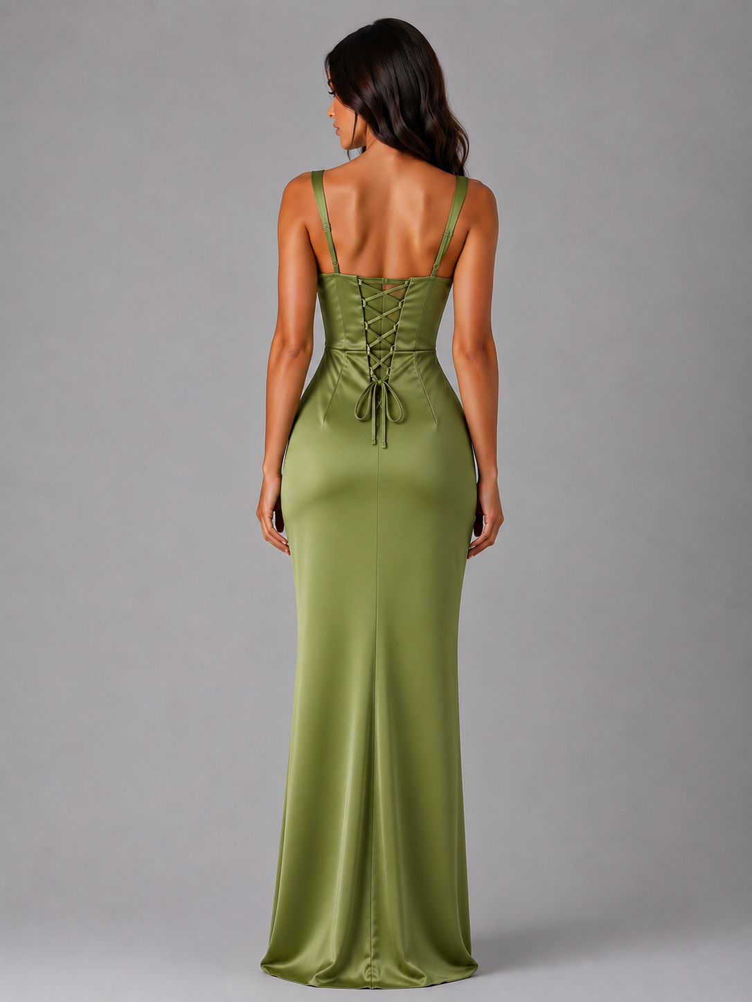 Satin Maxi Dress with Ruched Waist