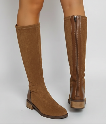 Knee-High Boots with Suede Look