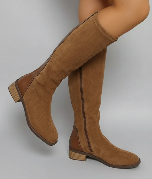 Knee-High Boots with Suede Look