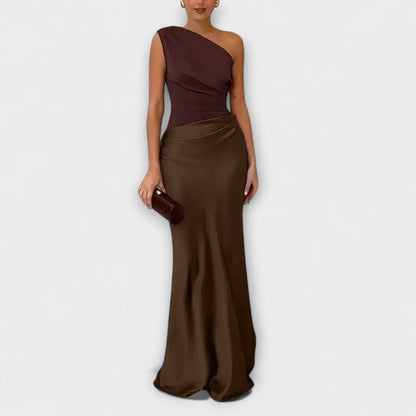 Pleated Elegant One-Shoulder Maxi Dress for Women