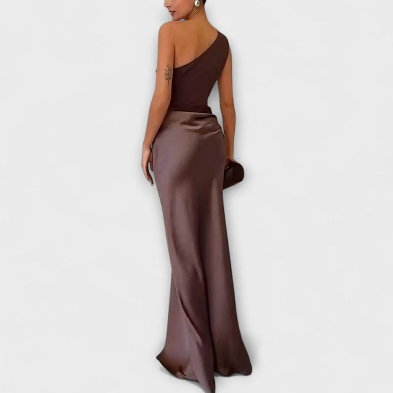 Pleated Elegant One-Shoulder Maxi Dress for Women