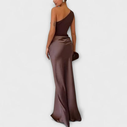 Pleated Elegant One-Shoulder Maxi Dress for Women