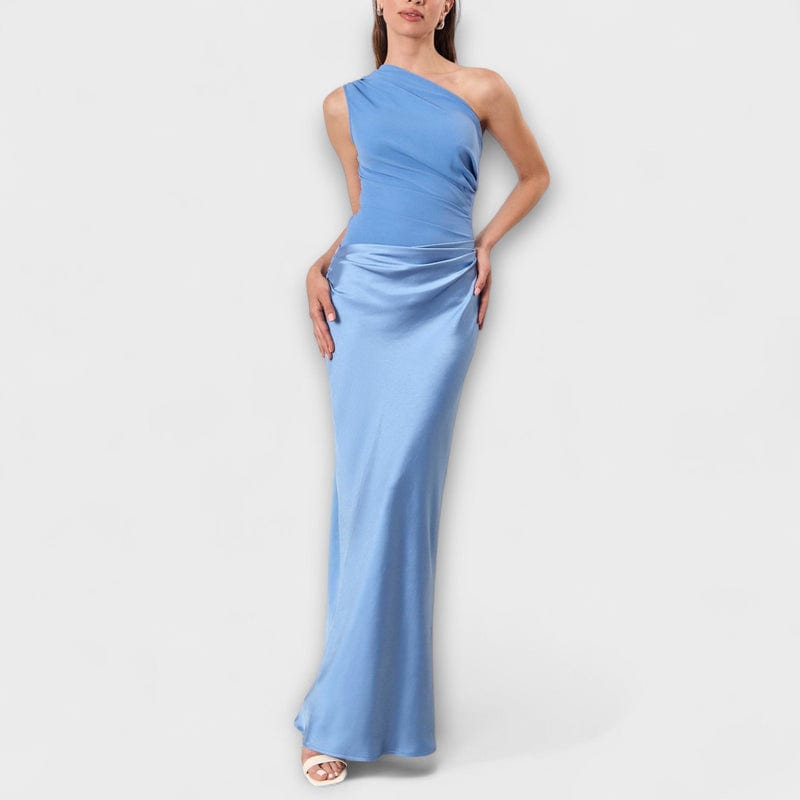 Pleated Elegant One-Shoulder Maxi Dress for Women