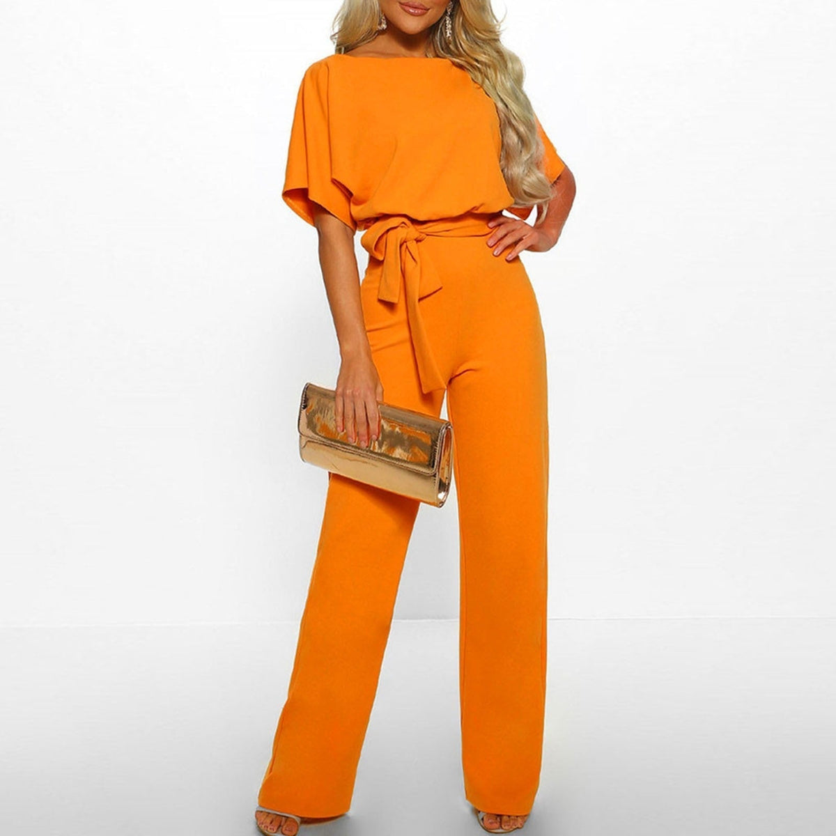 Cropped Full-Length Elegant Jumpsuit with Bow for Women