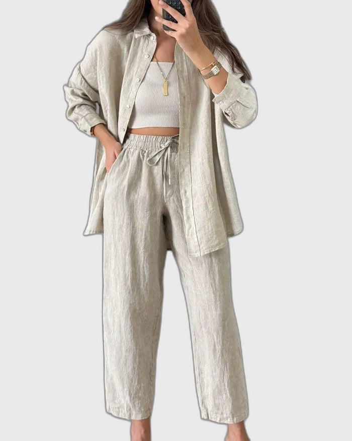 Relaxed Fit Full-Length Casual Two Piece Set for Women
