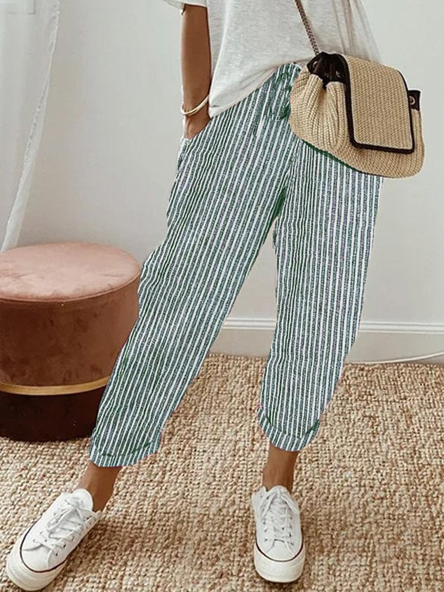 Striped Wide Leg Trousers for Women