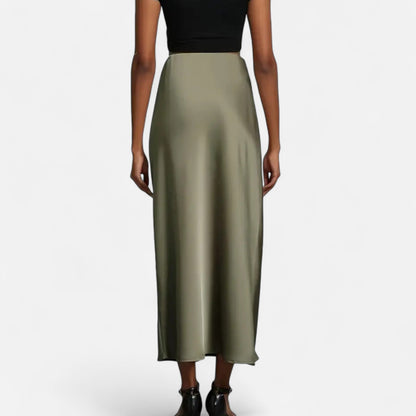 Satin Midi Skirt High Waist for women