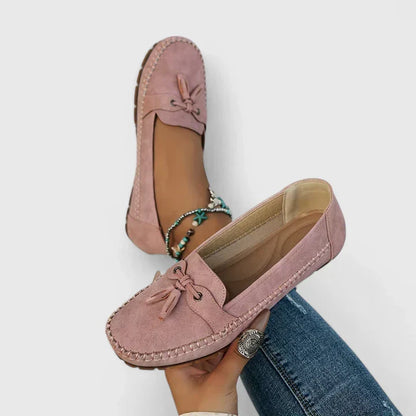 Suede Moccasin Loafers with Tassels for Women