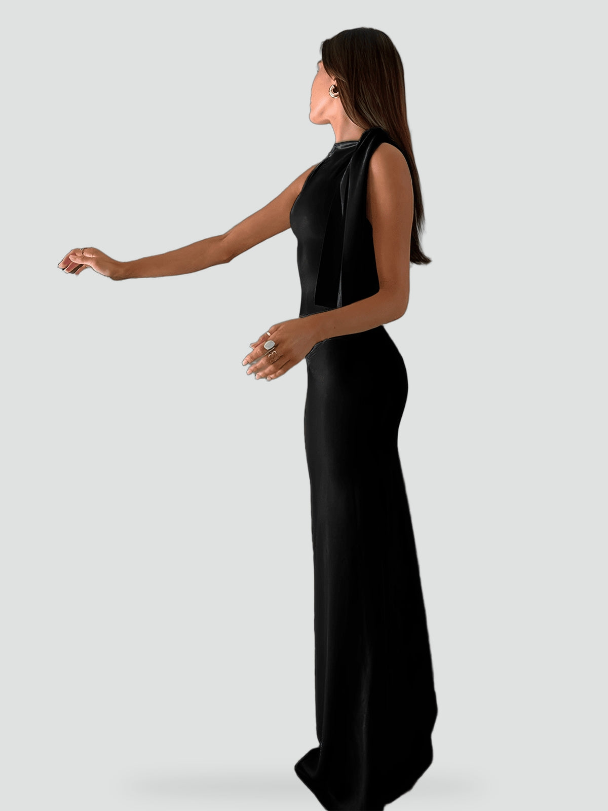 Satin Midi Dress Asymmetric Hem for Women