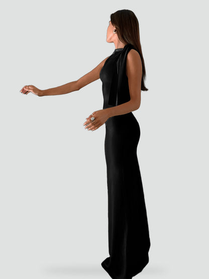 Satin Midi Dress Asymmetric Hem for Women