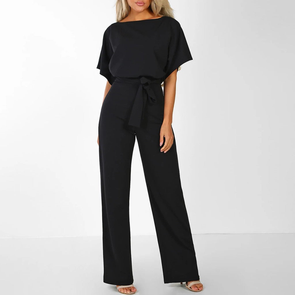 Cropped Full-Length Elegant Jumpsuit with Bow for Women